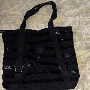 Kipling Black Sequin Tote Bag